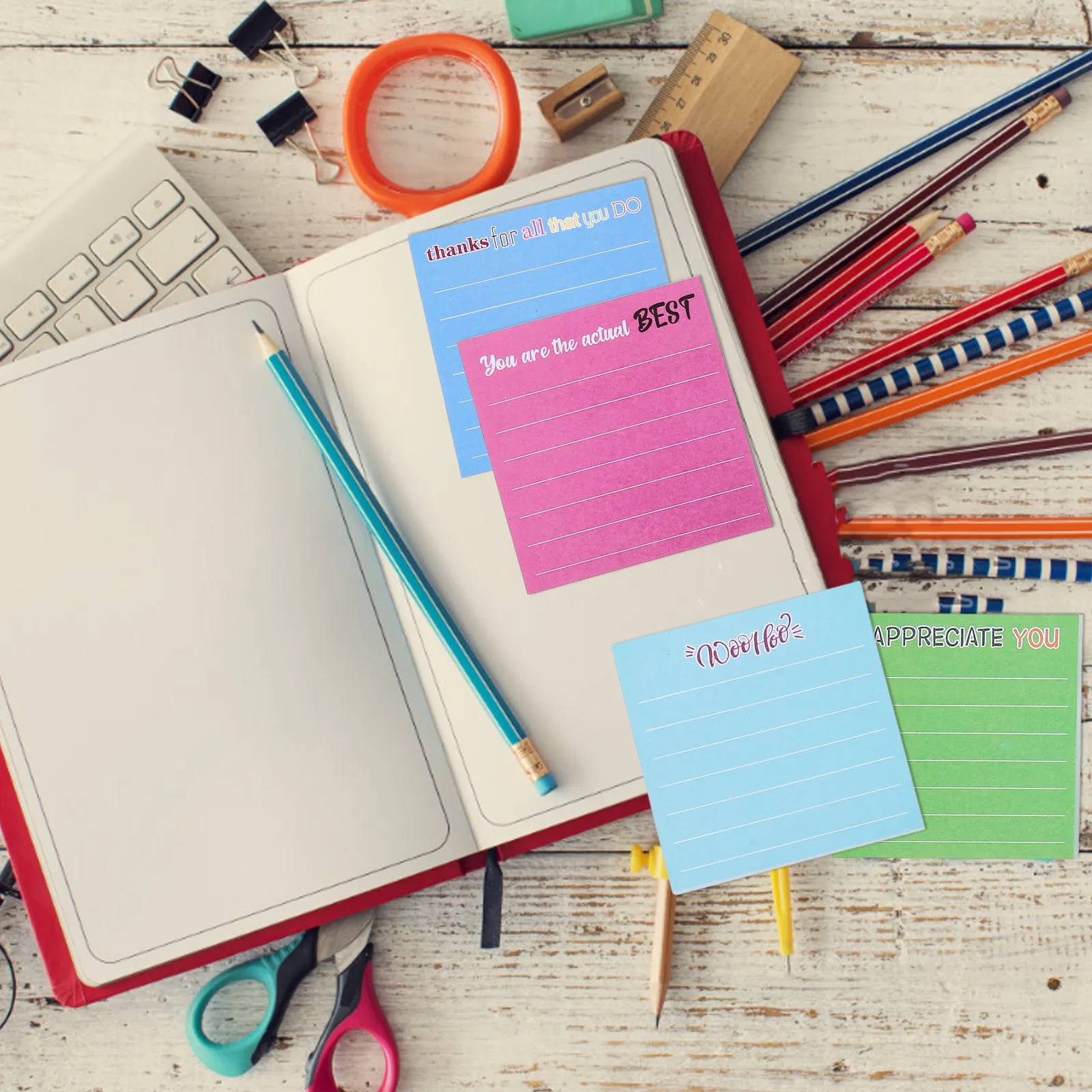 12Pcs Compact Self-Adhesive Memo Stickers Smooth Ink Writing Repositionable Clean Removal Portable Mini Note Pads for School