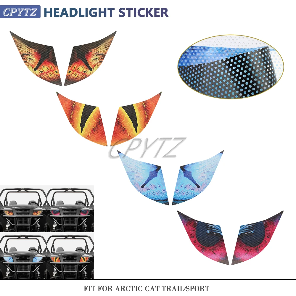 

Motorcycle Headlight Stickers Protective Decals Waterproof Head Light Eye Graphics Kit Decal Fit for Arctic Cat Trail/Sport UTV