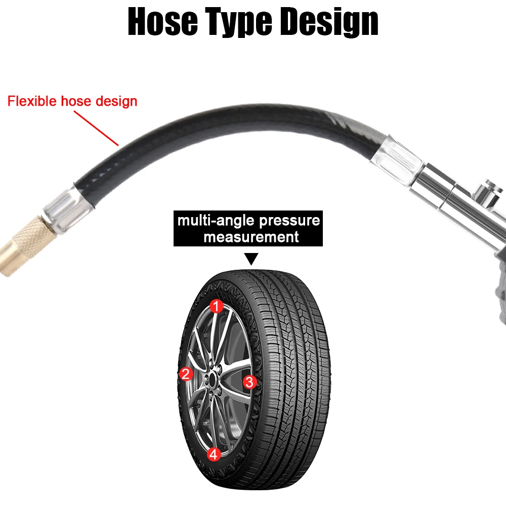 أنبوب طويل متر 0-100PSI لنظام مراقبة السيارات للدراجات النارية سيارة قياس ضغط الإطارات اختبار الهواء الإطارات عالية الدقة
