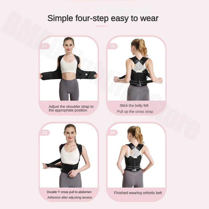 Reinforced Belt Lumbar Column Posture Corrector Vest Adjustable Back Support Strap Shoulder Spine Brace Neck Stretcher Trainer