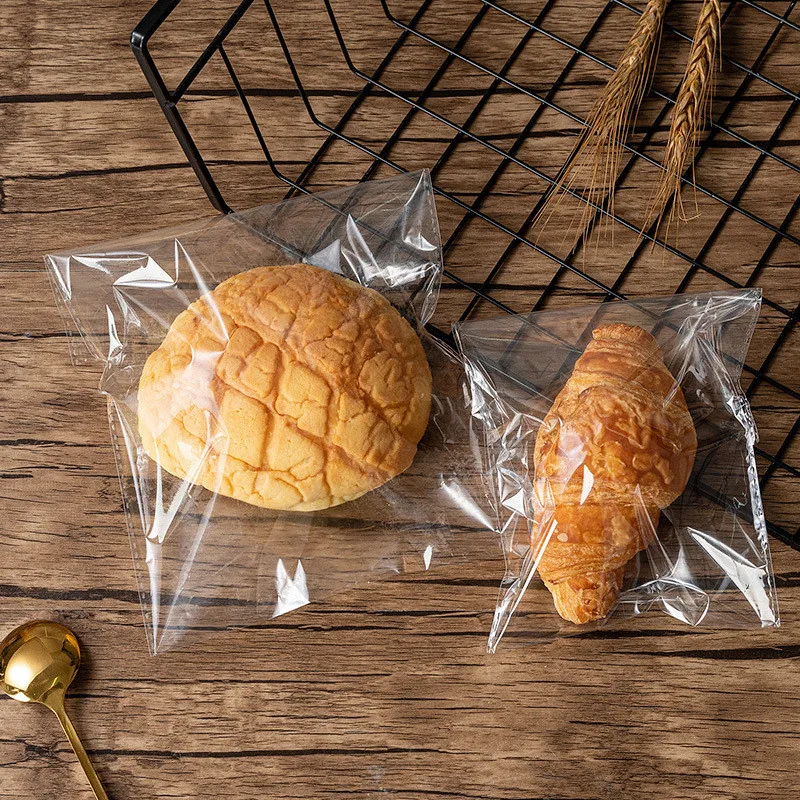 

100Pcs 16x22cm Toast Bread Cake Baking Candy Cookie Packaging Disposable Self-adhesive Transparent Plastic Bags