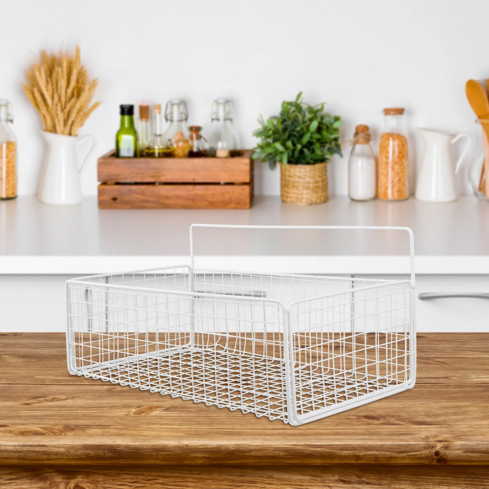 

Wrought Iron Grid Storage Rack Size M White Punch Free Wall Mounted Kitchen Organizer Self Adhesive Storage Shelf Bathroom Shelf