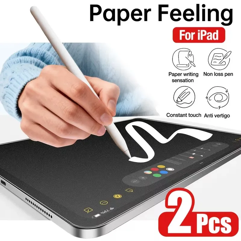 2Pcs Like Paper Film For iPad Air 13/11 2025 Pro 13/11 2024 Protective Screen Protector For iPad 2nd-11th Series Mini 4 5