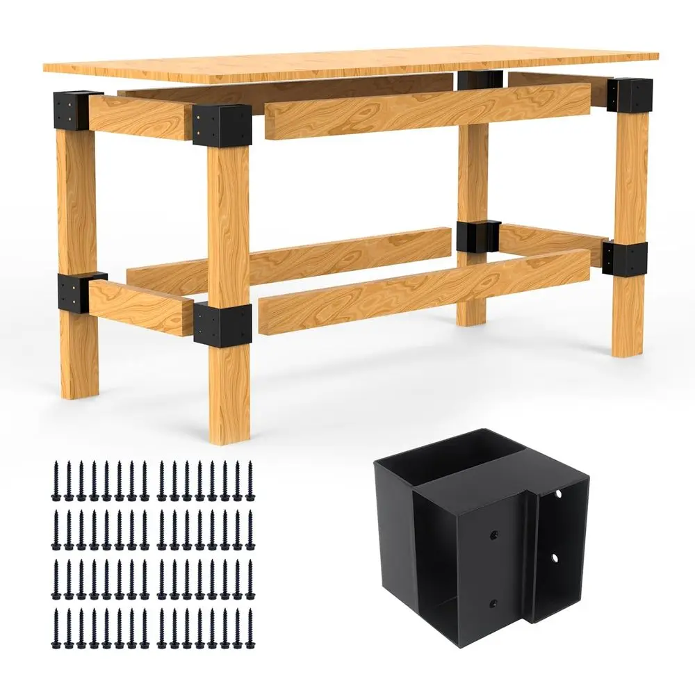 

Heavy Duty Workbench Bracket Kit - 8 Pcs Steel 3-Way Right Angle Brackets or DIY Custom Workbench, Shelving, Work Table, its 2x4