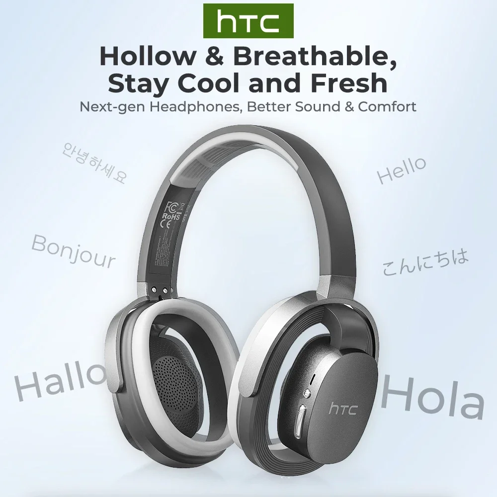 HTC HP07 Bluetooth V6.0 Беспроводные наушники с открытыми наушниками Складная гарнитура с перфористым басом для ПК Ноутбук Телефон ТВ Легкий полый воздушный
