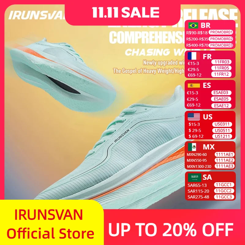 

IRUNSVAN Wind Blowing 1.0 Мужские дорожные кроссовки для марафона с карбоновой доской - дышащая сетка, легкая, обеспечивает амортизацию