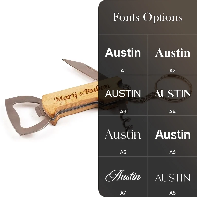 1pcs Free Custom Wooden Beer Bottle Opener Engraving Logo Wedding Key Chain Wine Stainless Steel Opener Gift Bar Party Accessory