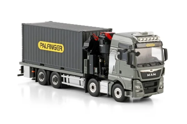 Diecast รุ่น WSI 1:50 Scale MAN TGX XXL 8X2 เพลารถแทรกเตอร์, ยูโร 6c PK 480 TEC7 รถบรรทุกคอนเทนเนอร์ติดตั้งเครน Trailer 04-2216