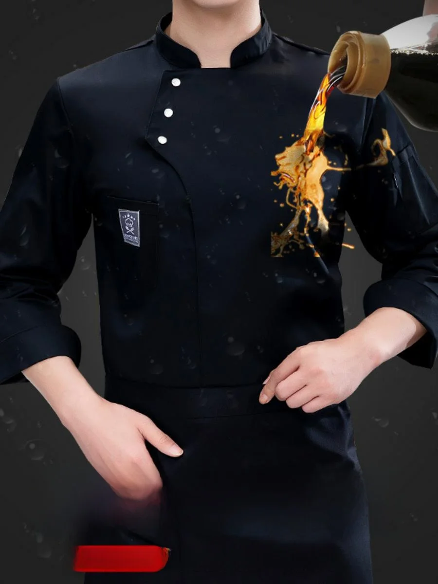 

Мужской комплект униформы для поваров с длинными рукавами, осенне-зимний, для отелей, ресторанов, кухонь, водонепроницаемая рабочая одежда, влагоотводящая, для школ