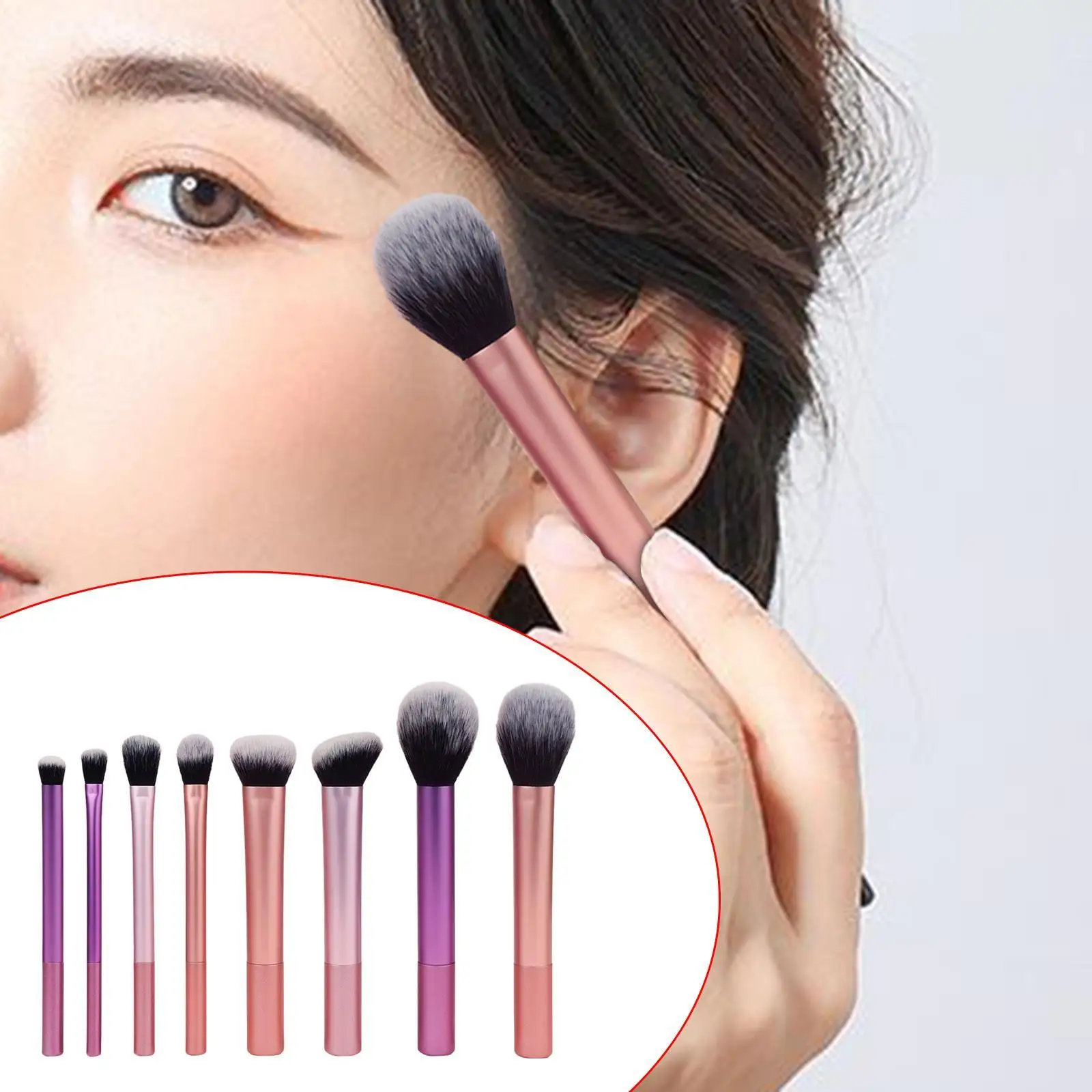 8x Cosmetic Brush Highlight Brush Wenkbrauwborstel Make-upborstelset