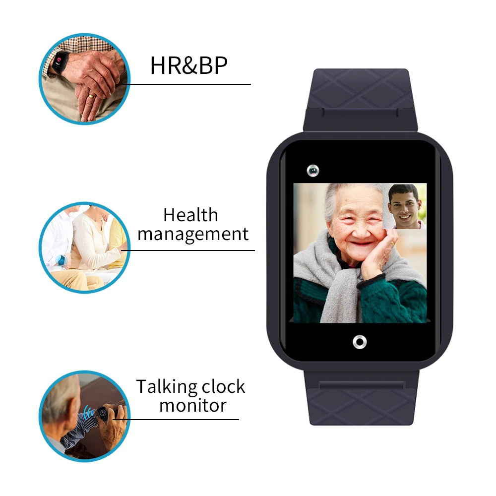 Elderly 4G Smart Watch SOS GPS Location Tracker Video Call WiFi Chat Camera Health Sports Bracelet Heart Rate Blood Monitor