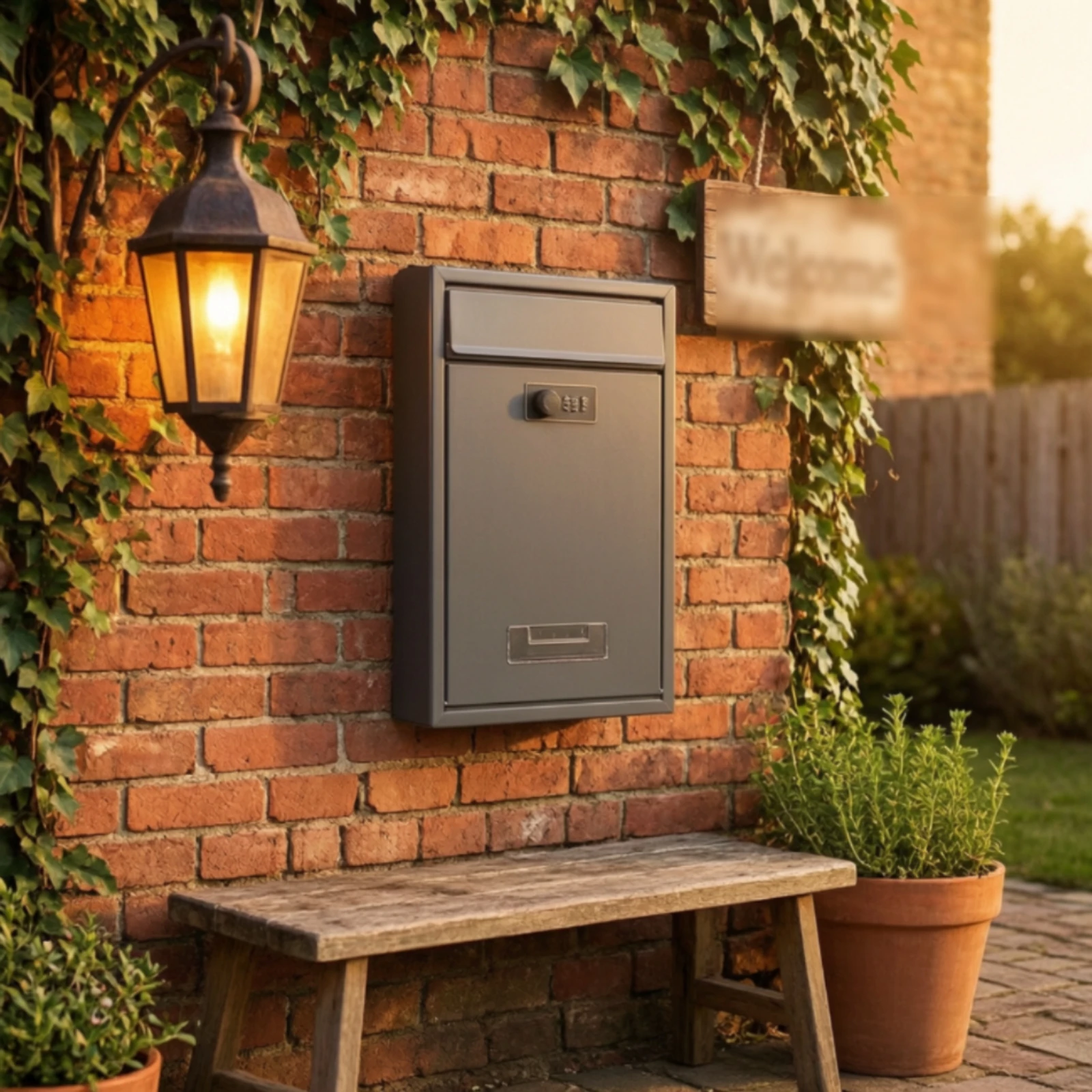 Locking Wall Mailbox Security Mailbox with Combination Lock Secure Letterbox Outdoor Mail Drop Box with Combination Lock Compact