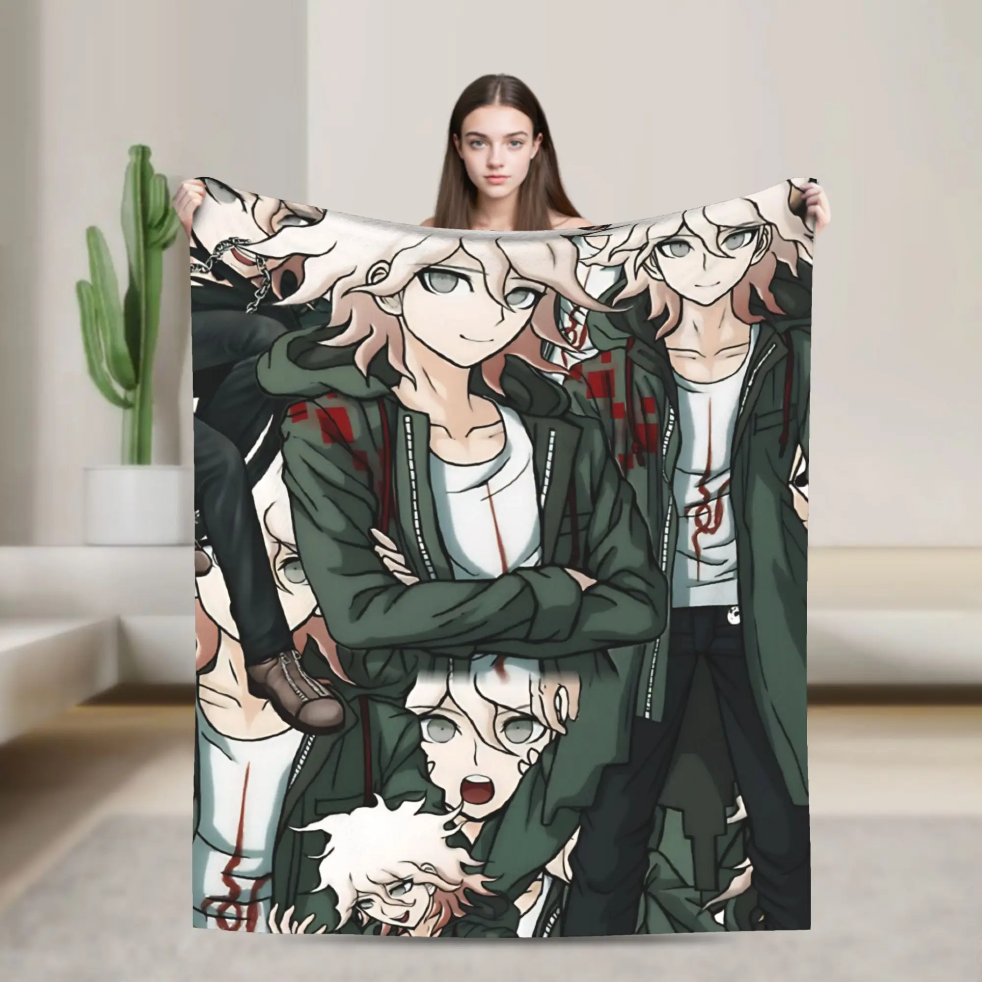 Nagito Komaeda  Super Soft Blanket  Girls Boys Plush Throw Blanket Pattern Couch Bed Flannel Bedspread Sofa Bed Cover