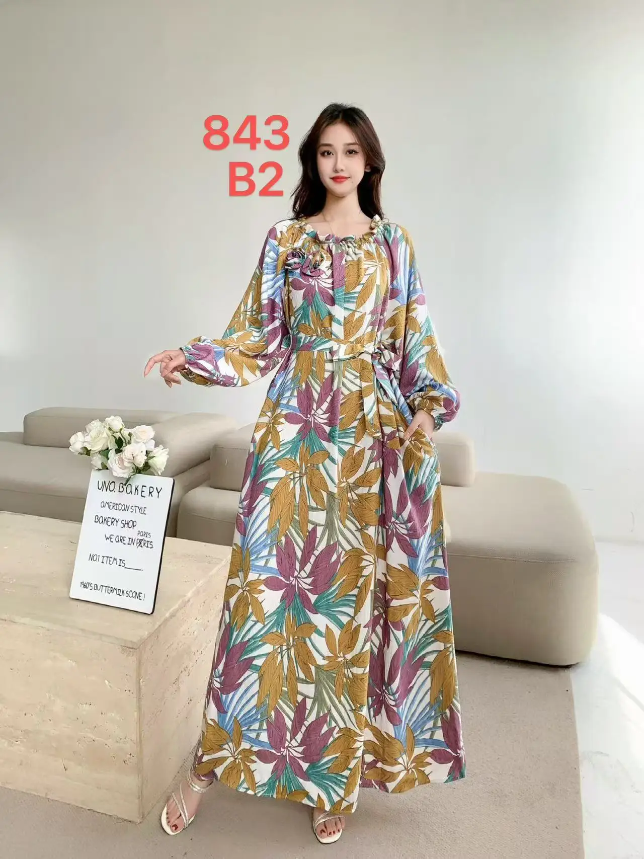THHONE Fashion New Summer Dress Women 2025 Holiday Beach Boho Korean Style Long Sleeve With Belt Vintage Vestidos Robe Dresses