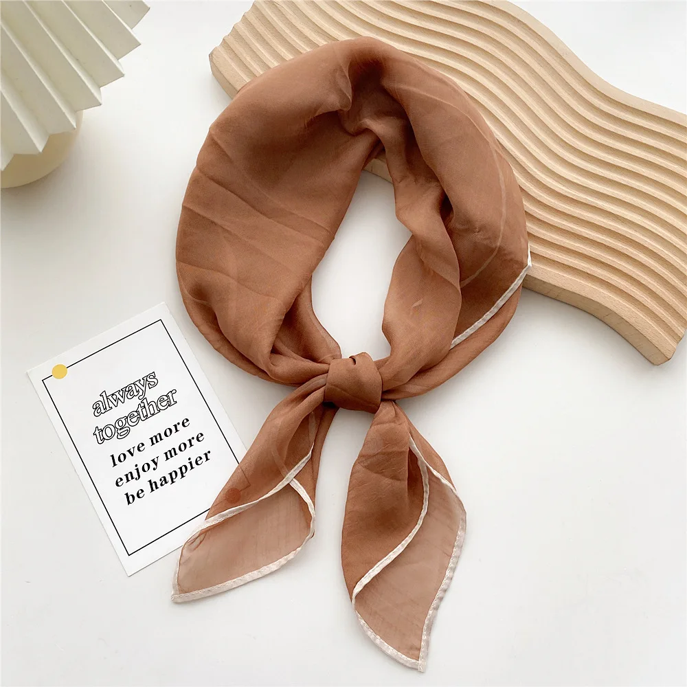 chiffon scarf ladies 70×70 cm square foulard summer headband scarves women head white for woman small scarfs bandana