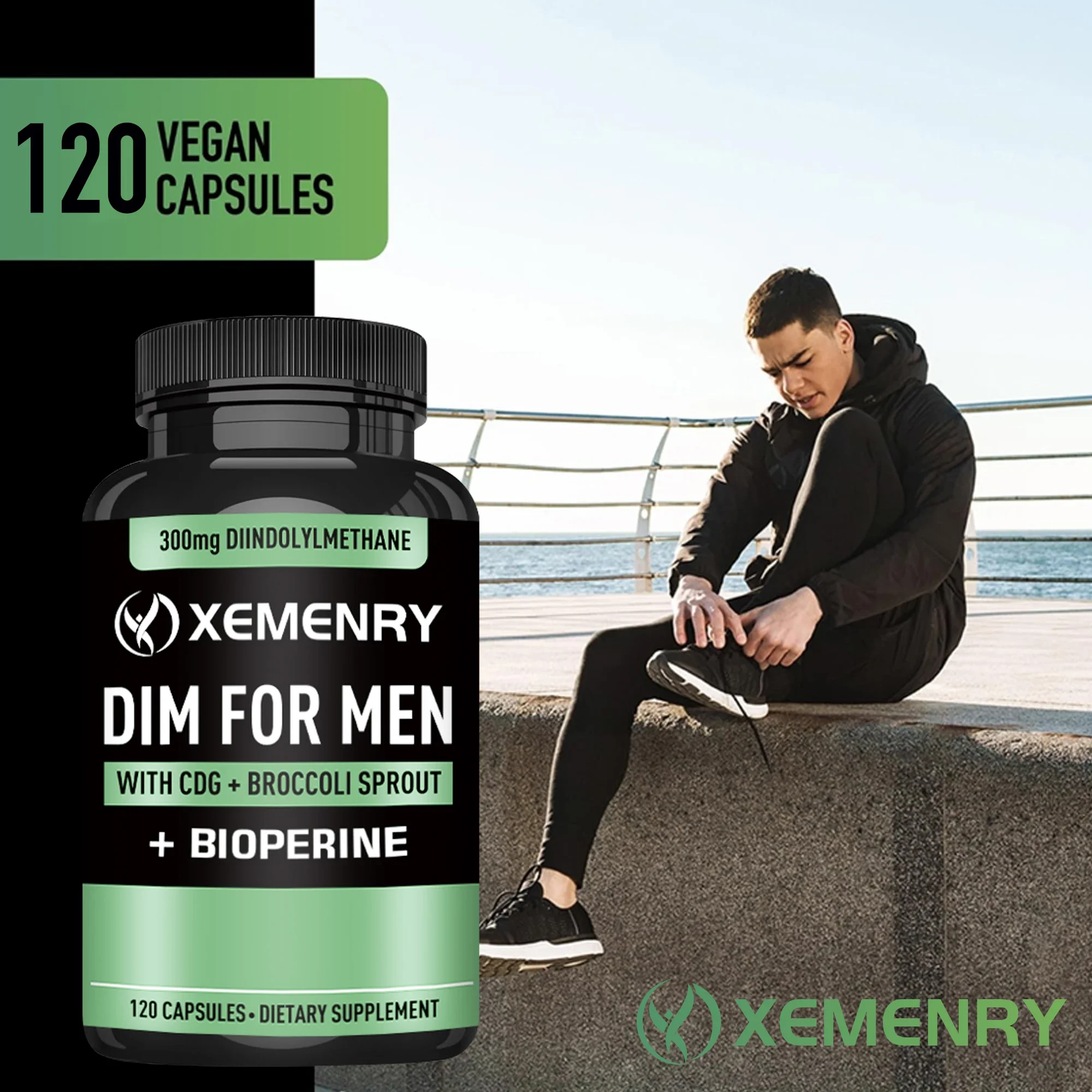 DIM 300mg - يعزز عملية التمثيل الغذائي، والهرمونات المتوازنة، وزيادة كتلة العضلات، وتحسين الأداء الرياضي - 120 كبسولة
