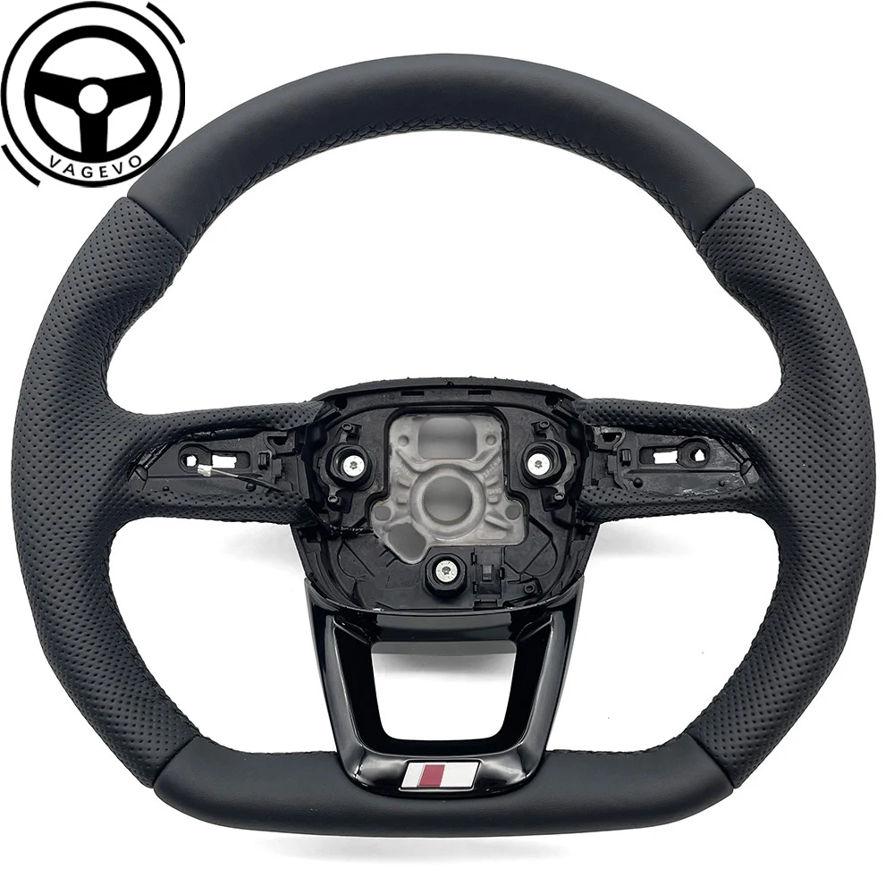 

For Audi Q5 FY Painted Black Leather Perforated Black Stitching Steering Wheel