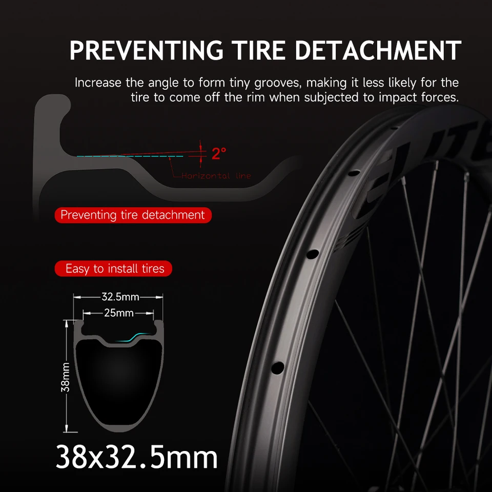 ELITEWHEELS ENT GRAVEL Carbon Wheels Disc Brake Tubeless Ready