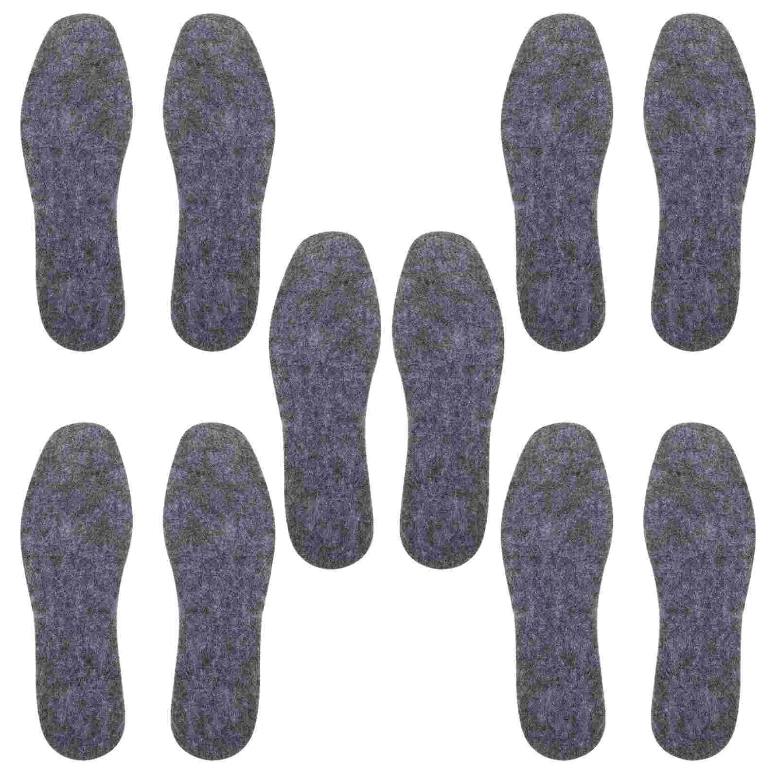 

5 Pairs Wool Felt Insole Thicken Insoles Foot Inserts Shoe Pads Womens Keep Warm Man