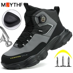 Rotating Button Safety Shoes for Men Boots Work Sneakers Male Steel Toe Shoes Protective Boots Puncture-Proof Indestructible Sho
