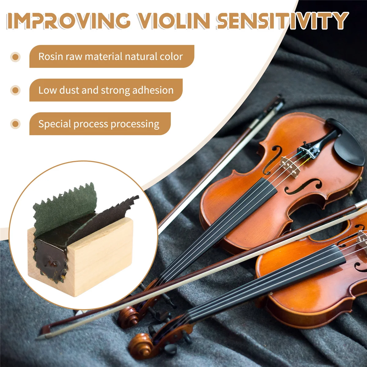 1 PC Low Dust Rosin High Purity Resin for Violin Viola Cello Bow String Orchestra Instruments Musical Instruments Accessories