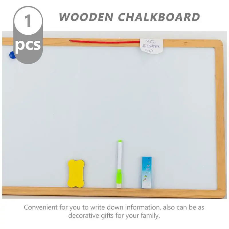 1Pc Double-sided Blackboard Whiteboard Practical Wooden Writing Chalkboard