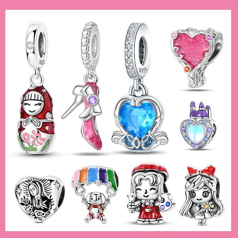 

Сказочный город, стерлинговое серебро 925 пробы, очаровательные бусины для девочек, розовый замок мечты для девочек, браслет «сделай сам», изготовление ювелирных изделий