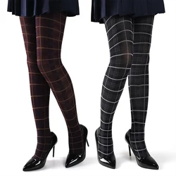 Vintage British Style Women's Plaid Jacquard Pantyhose Thin Comfortable Velvet Leggings Hosiery Lolita Elegant Hot Nylon Tights