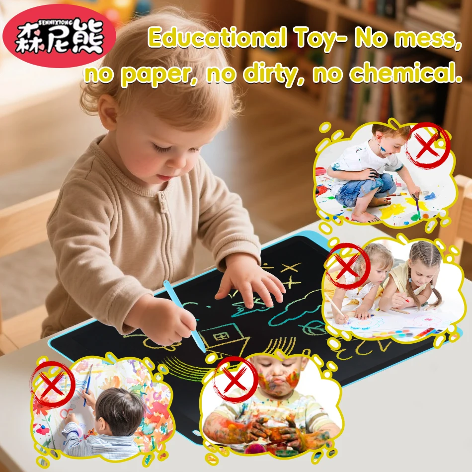 SENNIXIONG-tablero de dibujo LCD para bebé, herramientas de pintura para escritura artística, tableta, juguete educativo para niños, regalo de vacaciones, 8,5/10/12/16 pulgadas