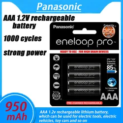 Panasonic-Original Eneloop Pro bateria recarregável, alta capacidade, 950mAh, AAA bateria para lanterna, brinquedo, câmera, pré-carregada, 8-64PCs