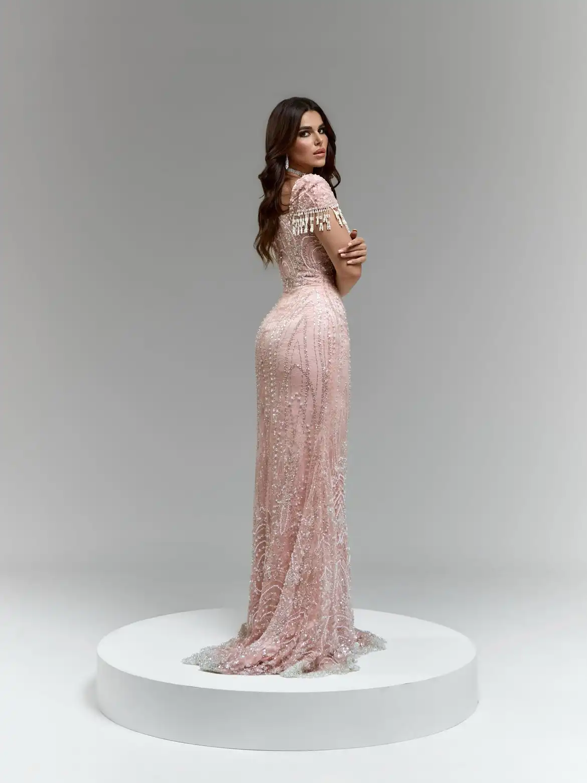 Elegant Paty Dresses Pink Sequin Evening Dresses For Women Sweetheart Beaded Fringe Mermaid Prom Dresses Wedding Dresses Bride