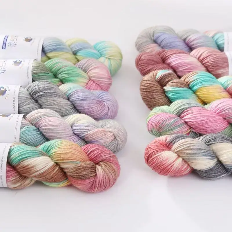 

3 шт., мягкая окрашенная шерстяная пряжа, 300 г, дофамин, градиент цвета, хлопковая шерстяная пряжа для вязания своими руками, свитер, шарф, нить для вязания крючком ручной работы