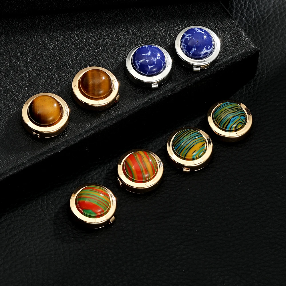 10 Styles Neue Manschettenknöpfe mit Steinen, lustige Hemd-Manschettenknöpfe mit Glas-Cabochon-Kunstbild – Detail 3
