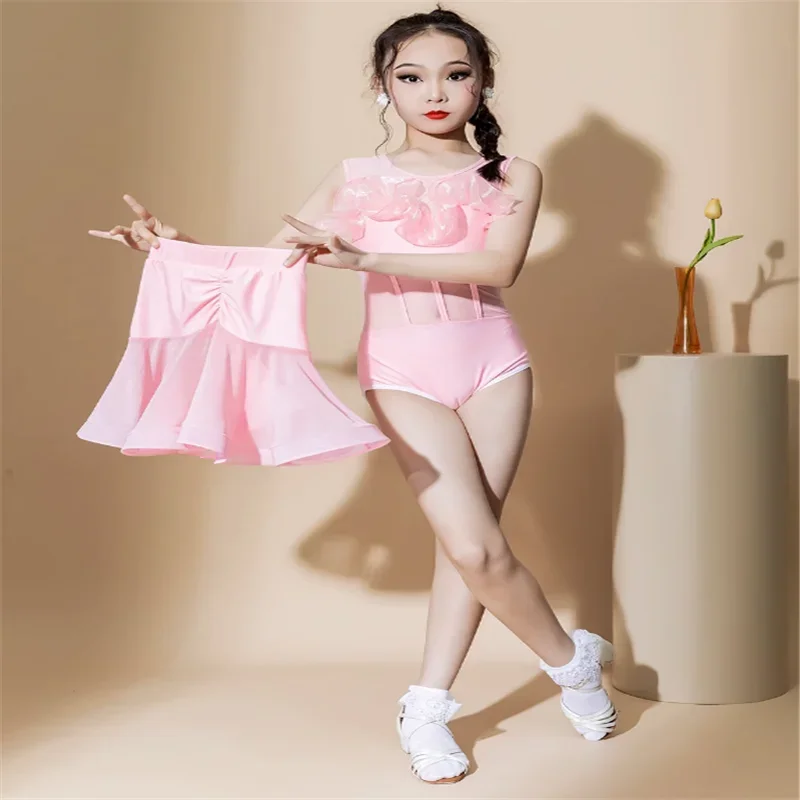 فستان مسابقة الرقص اللاتيني للفتيات فساتين الرقص لأداء الأطفال مرحلة تشاتشا تانجو رومبا سامبا ملابس الرقص اللاتينية