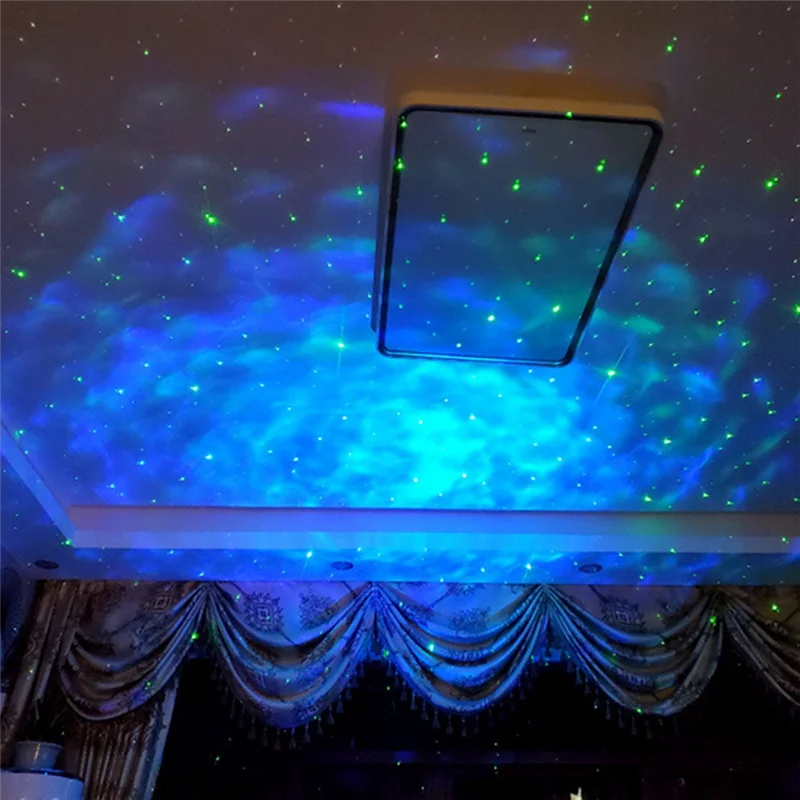 ABFN-LED Party Light Starry Ocean-Wave Projector Night Light Sound Control Atmosphere Colorful Light Full Of Star Night Light