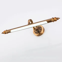 Lámpara de espejo Led de bronce marrón, 8W, 51cm, antigua, dorada, Europa, dormitorio, baño, luz de pared, cosmética, armario, pintura, iluminación