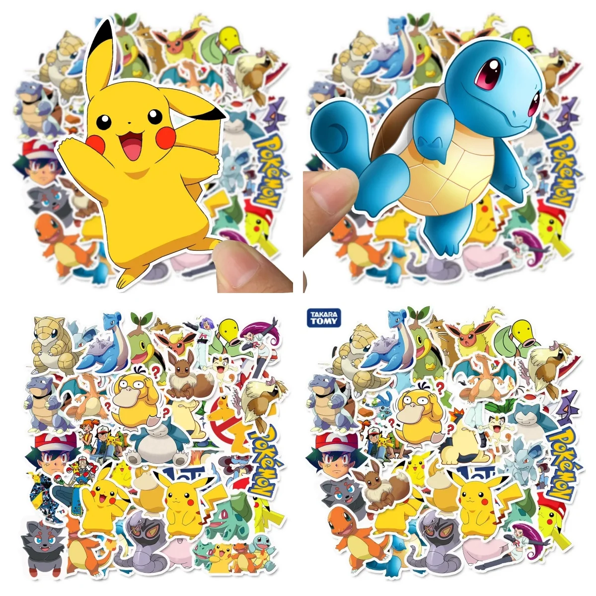 

50 шт./пакет Takara Tomy Pikachu Eevee Snorlax Charmander Psyduck мультяшные наклейки водостойкая виниловая наклейка на багаж гитара наклейки