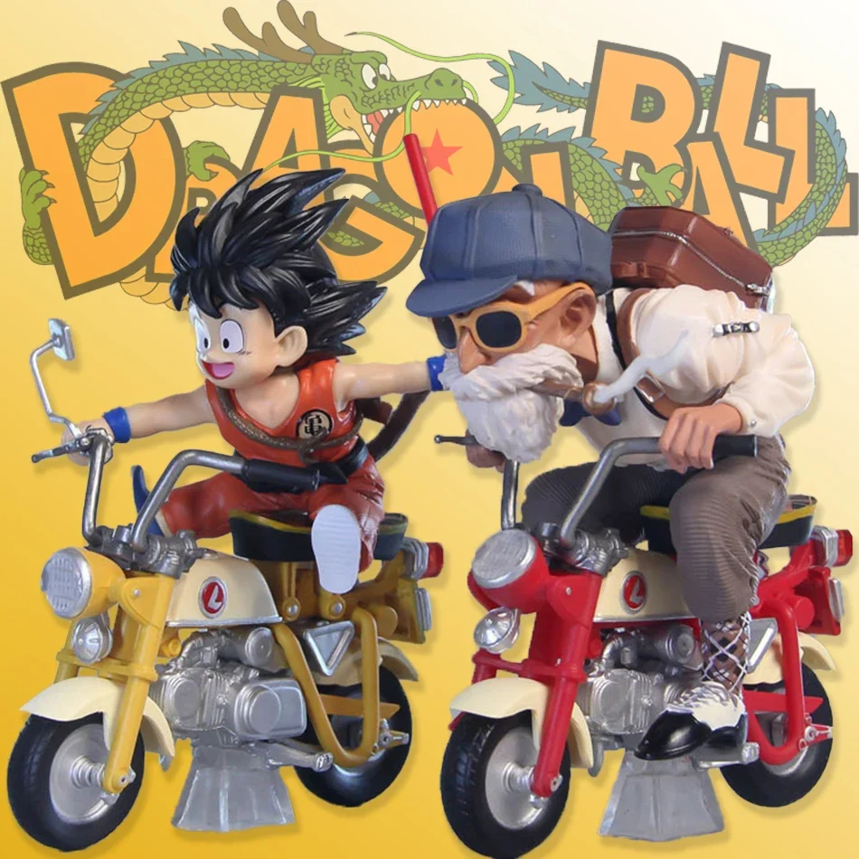Dragon Ball Z Anime-Figur Son Goku 13cm Meister Roshi Lokomotiven PVC Action Kame Sennin Motorrad Spielzeug für
