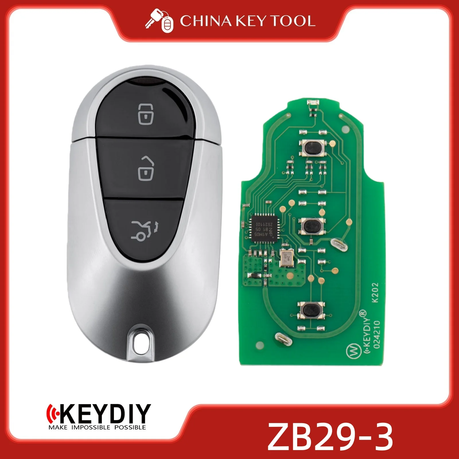 

KEYDIY KD ZB29-3 Универсальный интеллектуальный дистанционный ключ с 3 кнопками, совместимый с типми MB Maybach
