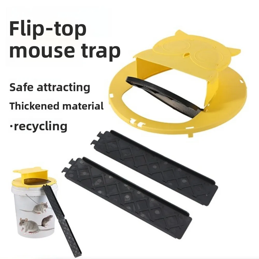 New PP Material Mouse Trap Bucket Flip-style Yellow Owl Mouse Traps Indoor Auto-Reset Multi-Catch Trap Home Use