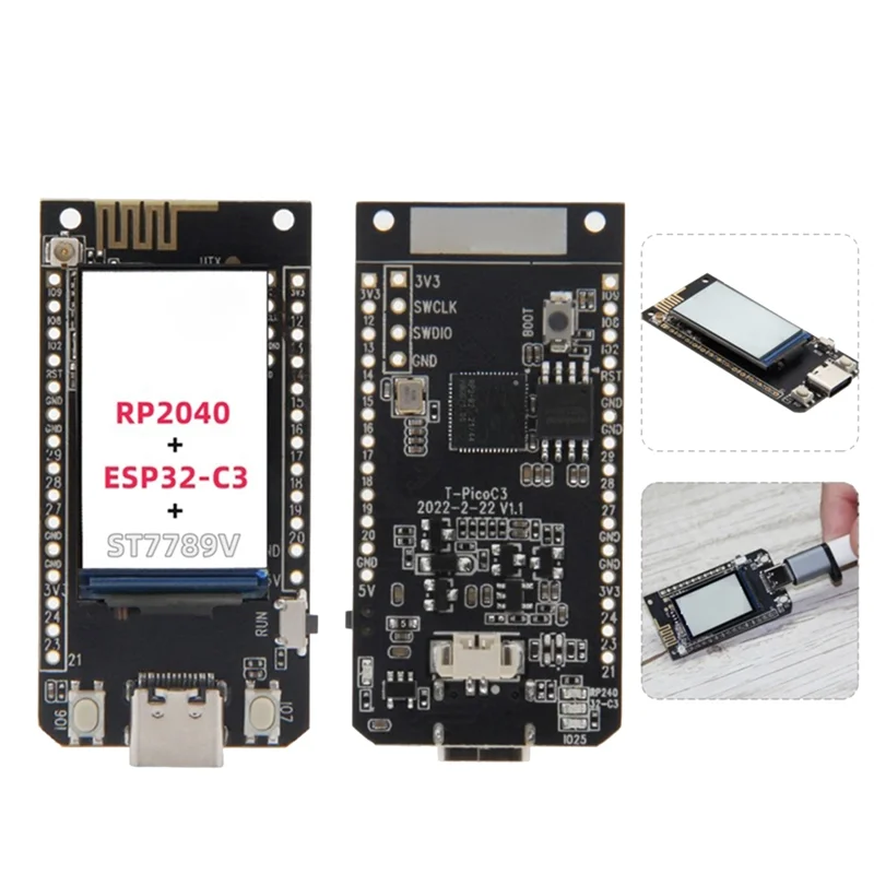 

Для LilyGO T-PicoC3 плата разработки + телефон с 4,7-дюймовым ЖК-экраном Dual MCU RP2040 ESP32-C3 WiFi + BT4.2 Беспроводной Wi-Fi модуль