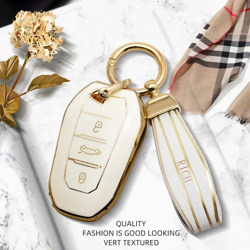 

Luxurious Remote Car Key Case Cover For Peugeot 308 408 508 2008 3008 4008 5008 For Citroen C4 C4L C6 C3-XR Picasso DS3 DS4 DS5