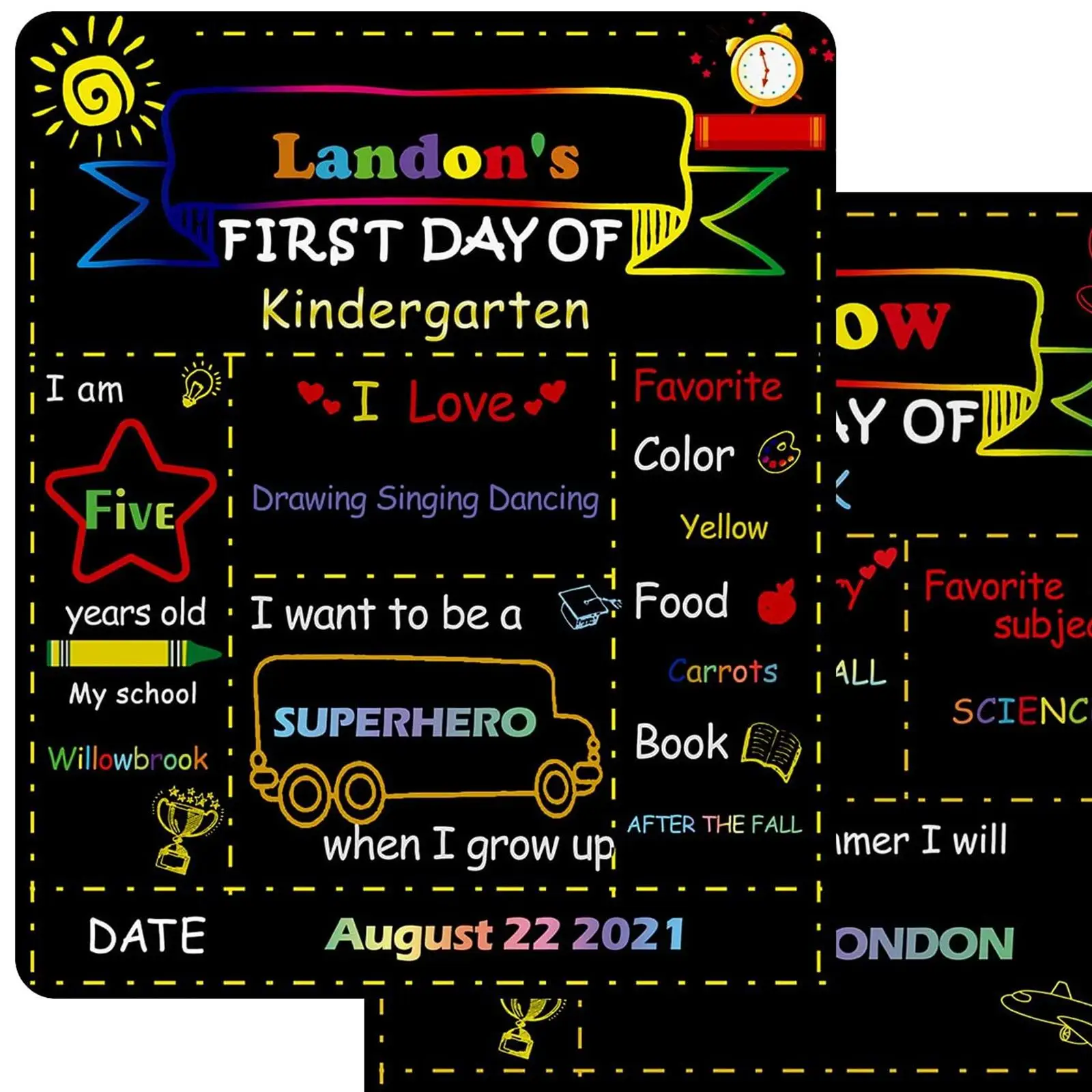 First and Last School Day Board Sign Wooden Back to School Chalkboard Sign for Kindergarten Nursery Household School Children