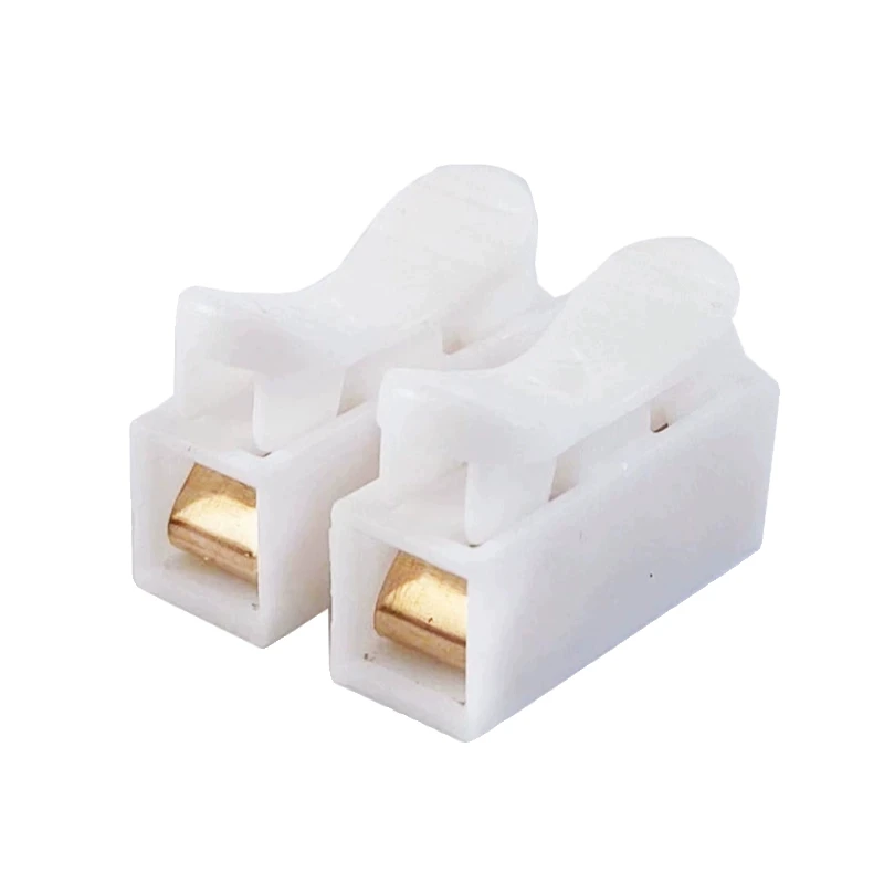 new CH-2 Spring Wire Quick Connector 2P Electrical Crimp Terminals Block Splice Cable Clamp Easy Fit LED Strip Cable Connector