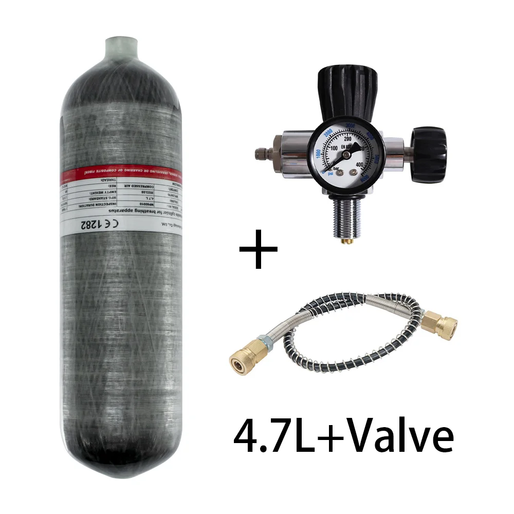 Tuxing-fibra de Carbono Cilindro Tanque de ar Alta Pressão Fill Station Reguladora Válvula Hpa Mergulho 300bar 4500psi 4.7l