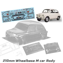 1 zestaw Mini Fiat 600D 1/10 1:10 M samochód PC ciała powłoki 210mm rozstaw osi czyste RC drift ciała powłoki dla RC TAMIYA CARTEN M samochód