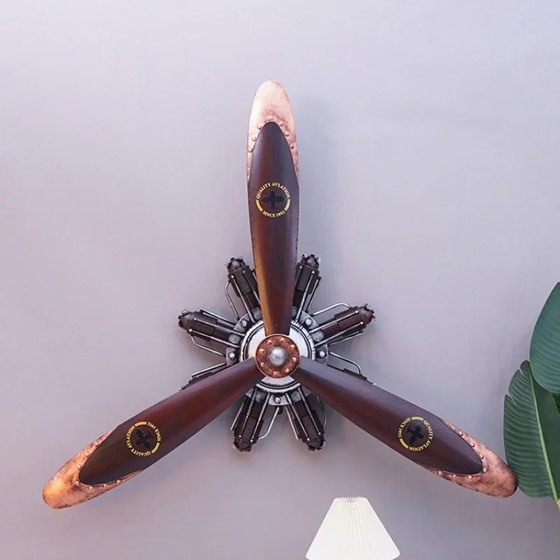 Wrought industrial wind pendant aircraft engine model propeller wall bar western restaurant decoration ornament wall hanging