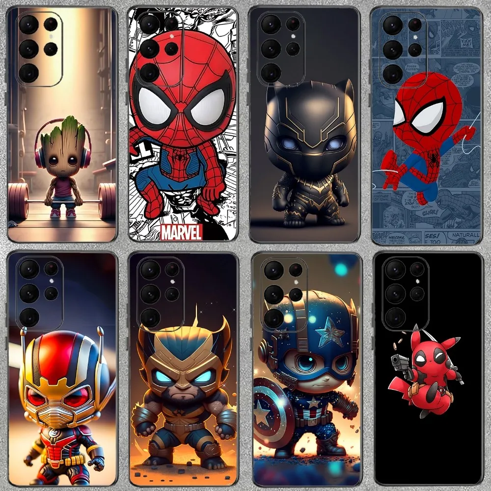 Marvel S-Spiders-m-Man Phone Case For Samsung Galaxy A52 A12 A51 S21 Edge S22ULTRA S23 S20LITE Plus Ultra Black Cover