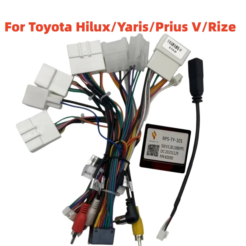 XP Canbus RP5-TY-101 Plug& Play Android 16Pin Cable For Toyota Hilux 2017/ Yaris 2012/RAV4 2017/Prius V/ Rize 2020/ Avalon 2013