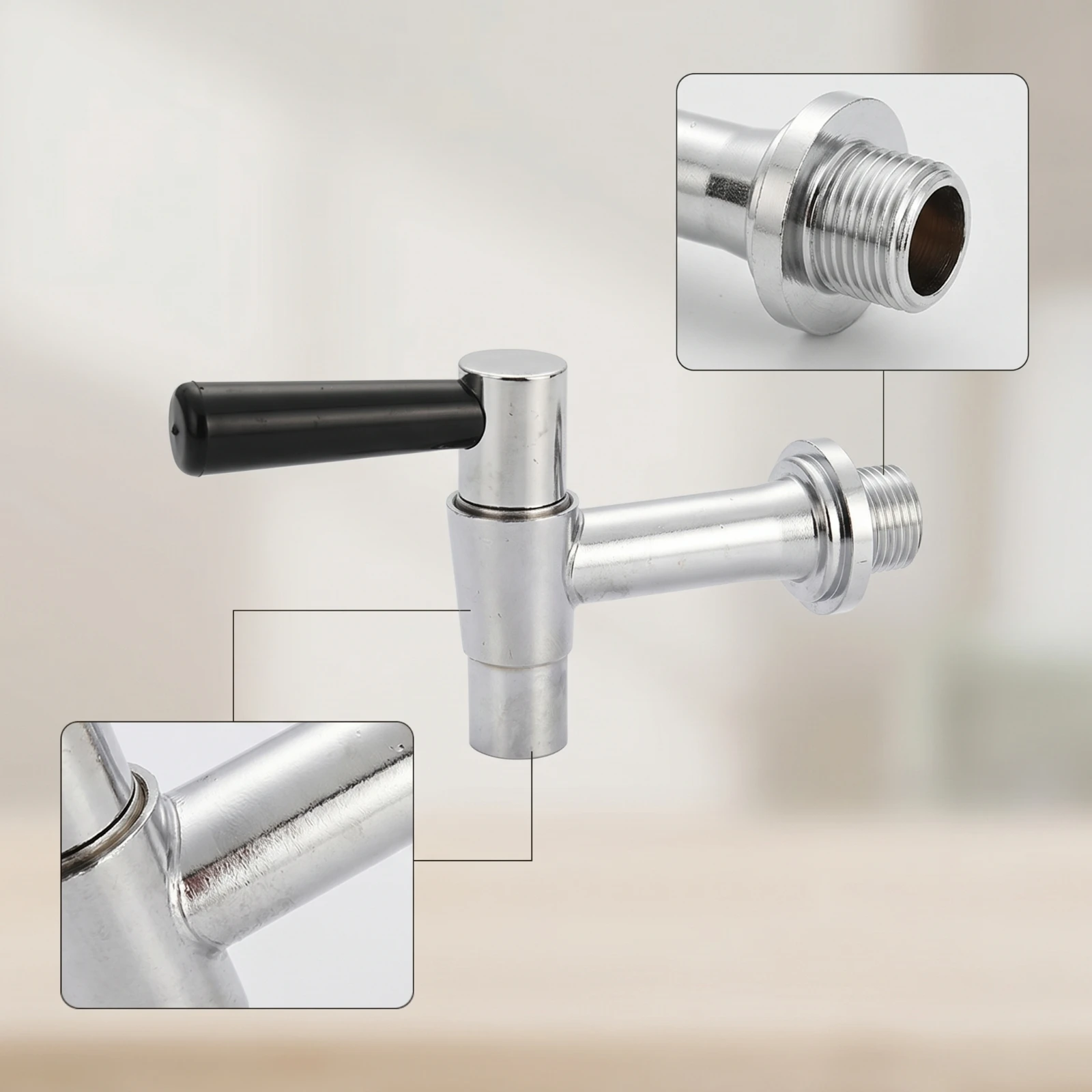 Water Tap with T-Handle Stainless Steel Water Dispenser Tap Beverage Spigot Compact Bottle Jug Faucet Leak-Proof